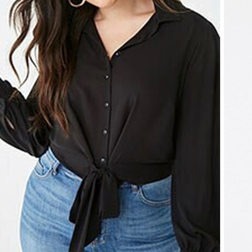 NWT Forever 21 Plus Size Knotted Chiffon Shirt